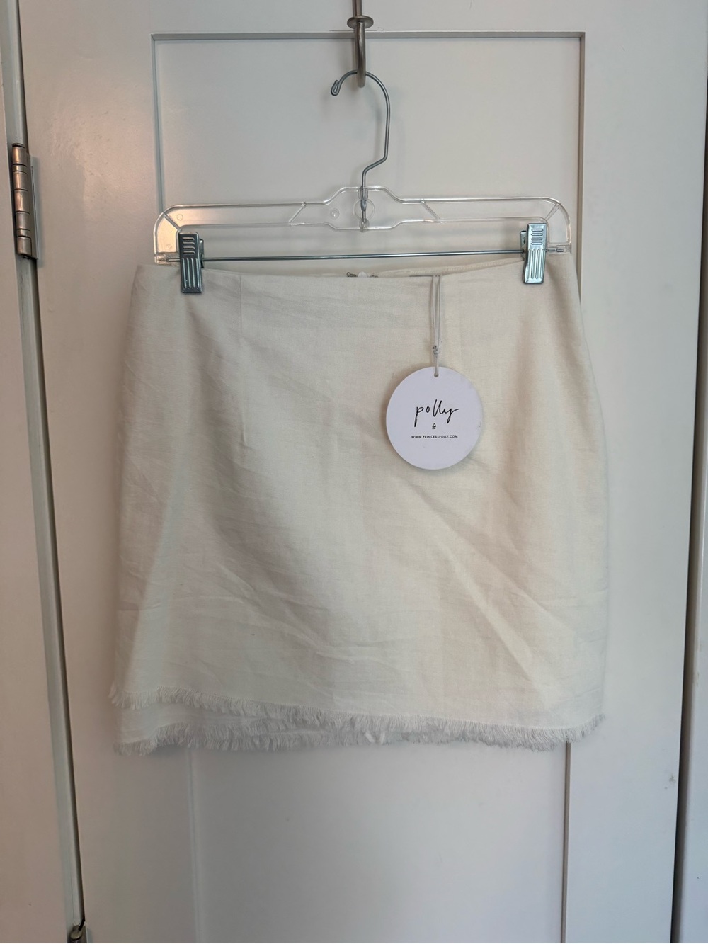 Princess Polly Ivory Frayed Hem Mini Skirt